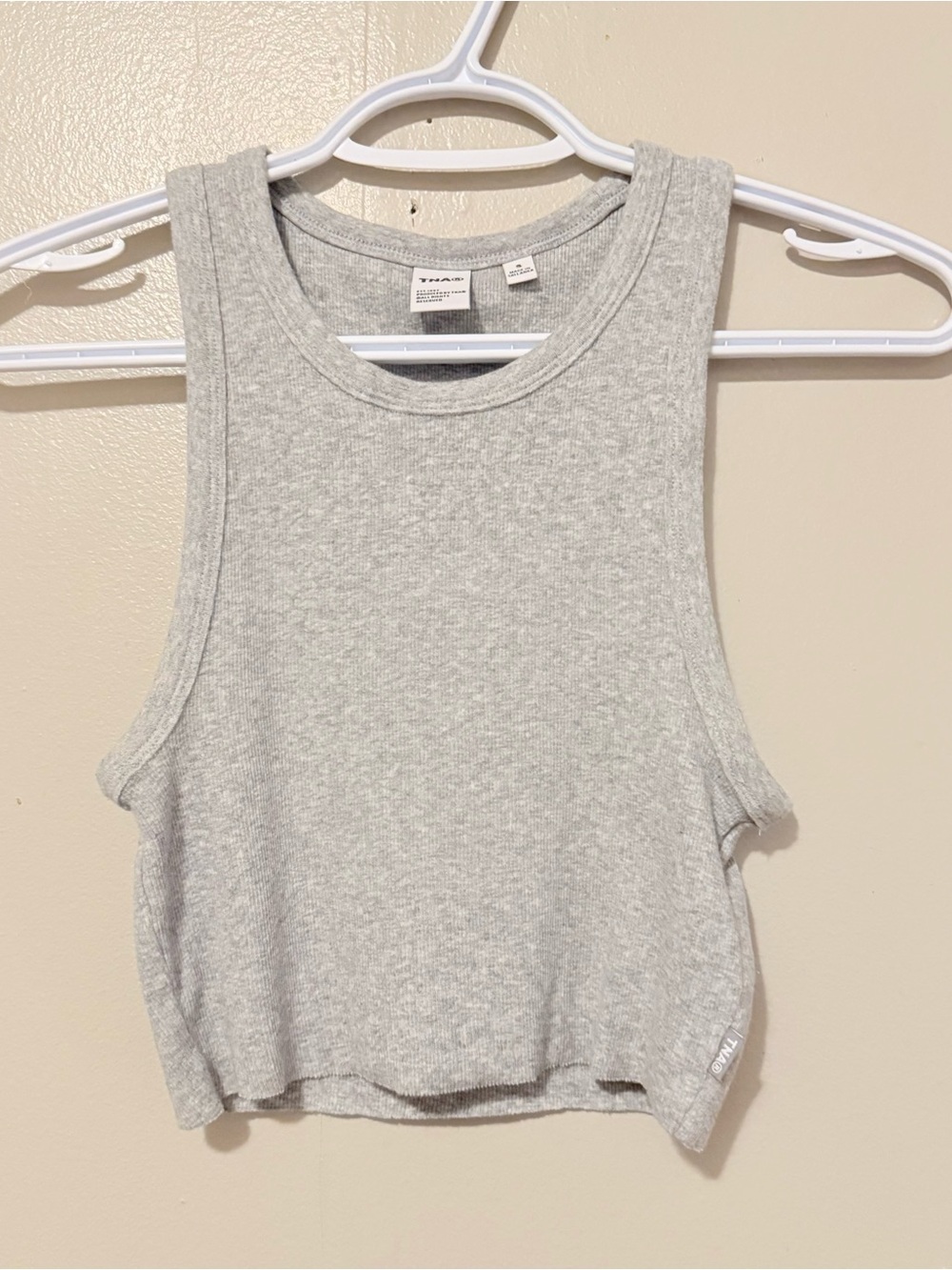 TNA Light Gray Ribbed Crop Tank